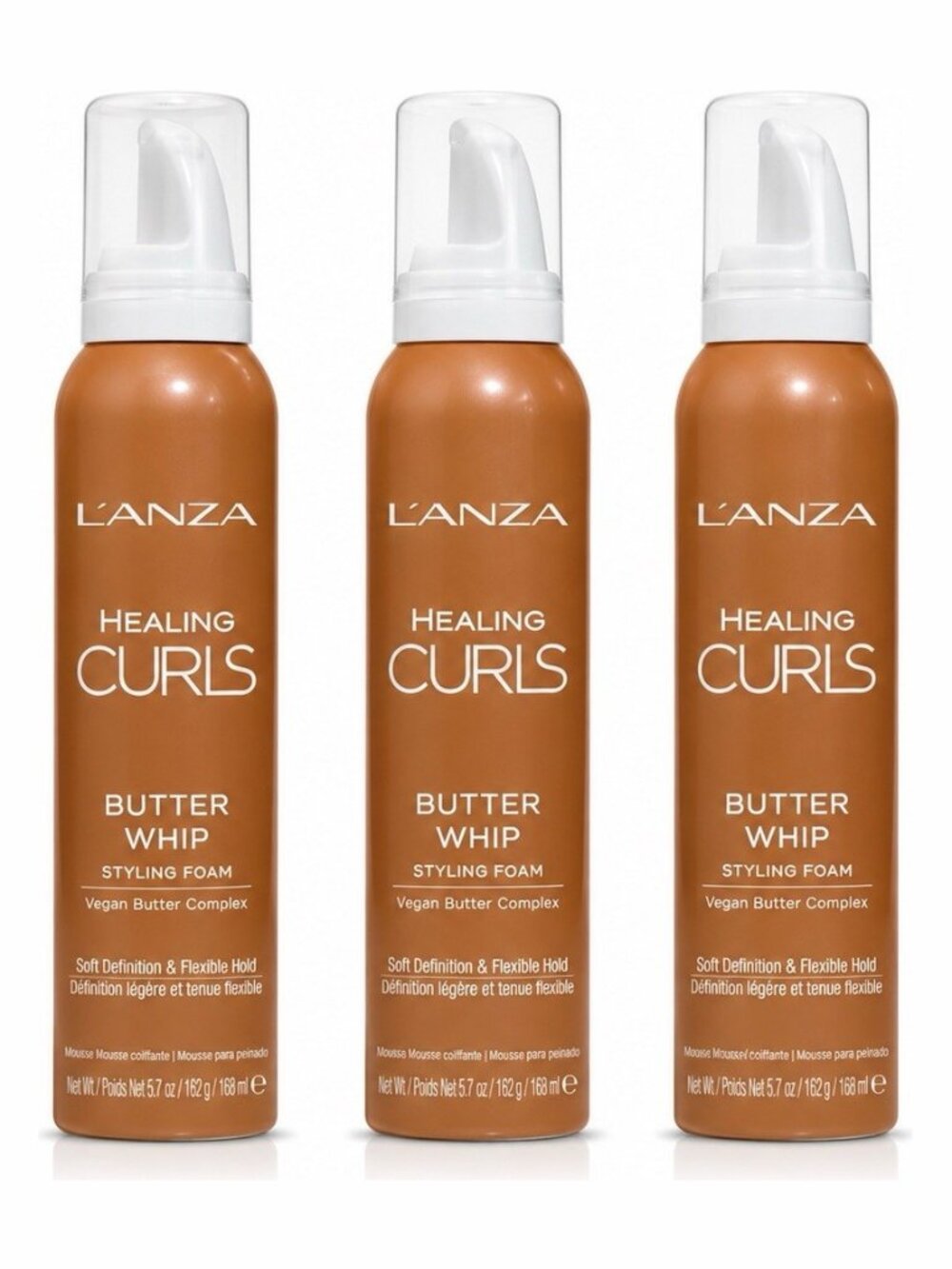 L’ANZA Healing Curls Butter Whip Styling Foam 5.7 oz 168ml Set of 3 Vegan